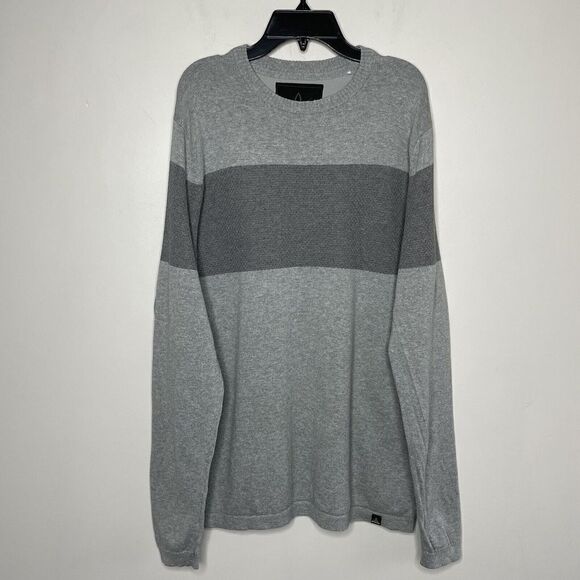 PRANA Sweater Mens Large L Heather Gray Organic Cotton Pullover Crewneck Mateo - Picture 1 of 7